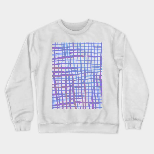 Watercolor doodle gingham - pastel blue and ultra violet Crewneck Sweatshirt by wackapacka